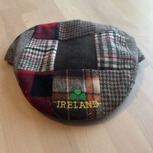Vintage Wool Patchwork Ireland Newsboy Hat Irish blessing inside/ insulated